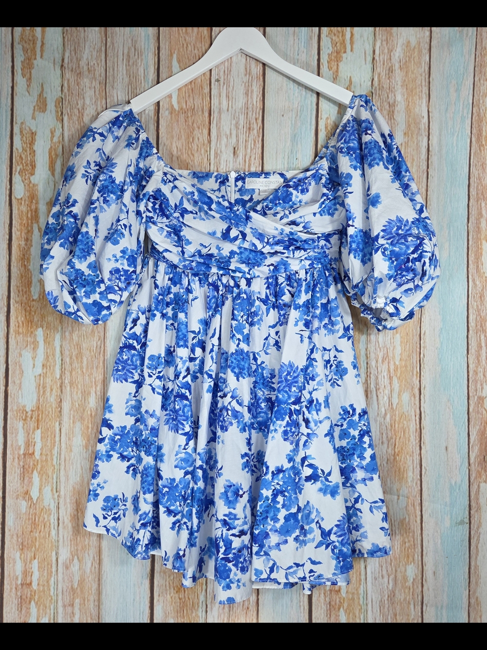 Caroline Constas floral print mini dress V neck and voluminous Sleeves. Size XS